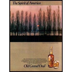 1983 Old Grand-Dad Bourbon Vintage Print Ad Paddle Wheeler Mississippi Wall Art